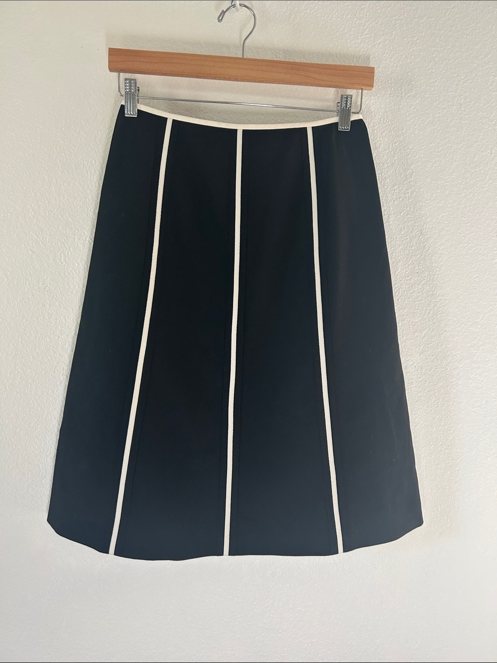 Ann Taylor Black A-Line Skirt with White Piping